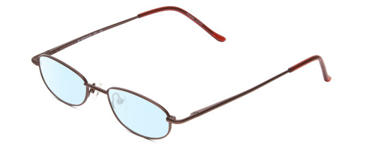 Profile View of Metal Flex KIDS 1001 Designer Blue Light Blocking Eyeglasses in Shiny Dark Brown Ladies Oval Full Rim Metal 43 mm