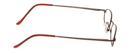 Side View of Metal Flex KIDS 1001 Designer Blue Light Blocking Eyeglasses in Shiny Dark Brown Ladies Oval Full Rim Metal 43 mm