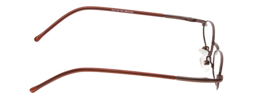 Side View of Metal Flex KIDS 1003 Designer Blue Light Blocking Eyeglasses in Shiny Metallic Brown Ladies Oval Full Rim Metal 42 mm