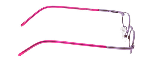 Side View of Metal Flex KIDS 1003 Designer Blue Light Blocking Eyeglasses in Shiny Metallic Purple/Fuchia  Ladies Oval Full Rim Metal 42 mm