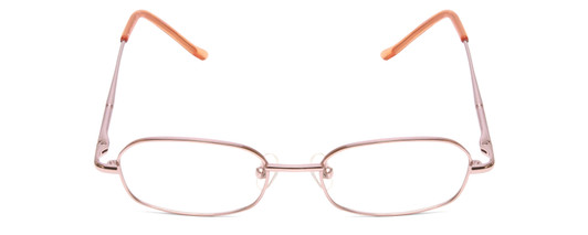 Front View of Metal Flex KIDS 1005 Designer Reading Eye Glasses with Custom Cut Powered Lenses in Shiny Light Pink Ladies Oval Full Rim Metal 44 mm