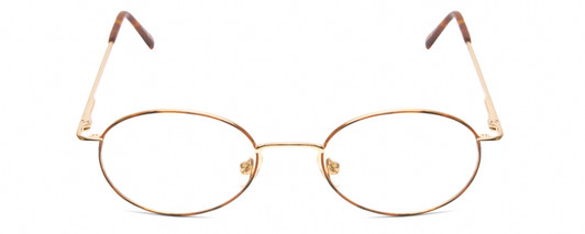 Front View of Metal Flex KIDS M Girl Oval Reading Glasses Gold/Demi Tortoise Havana Amber 50mm