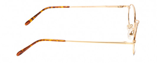 Side View of Metal Flex KIDS M Designer Reading Eye Glasses with Custom Cut Powered Lenses in Gold/Demi Tortoise Havana Amber Ladies Oval Full Rim Metal 50 mm