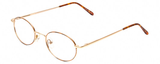 Profile View of Metal Flex KIDS M Designer Blue Light Blocking Eyeglasses in Gold/Demi Tortoise Havana Amber Ladies Oval Full Rim Metal 50 mm