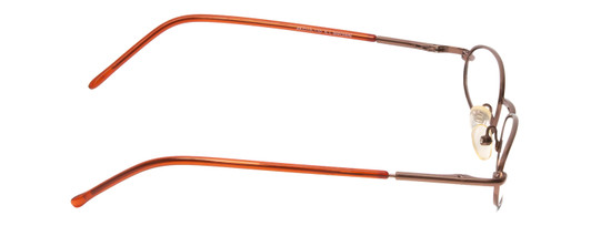 Side View of Metal Flex KIDS TT Designer Blue Light Blocking Eyeglasses in Metallic Brown Ladies Oval Full Rim Metal 46 mm