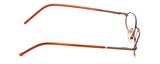 Side View of Metal Flex KIDS XX Designer Blue Light Blocking Eyeglasses in Shiny Metallic Brown Ladies Oval Full Rim Metal 48 mm