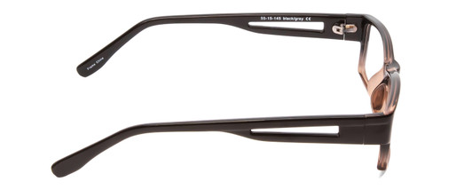 Side View of Soho 1001 Designer Blue Light Blocking Eyeglasses in Shiny Black/Grey Crystal Ladies Rectangle Full Rim Acetate 55 mm