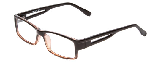 Profile View of Soho 1001 Designer Progressive Lens Blue Light Blocking Eyeglasses in Shiny Black/Grey Crystal Ladies Rectangle Full Rim Acetate 55 mm