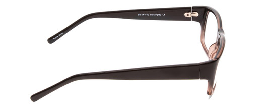 Side View of Soho 1002 Designer Blue Light Blocking Eyeglasses in Shiny Black/Grey Crystal Ladies Rectangle Full Rim Acetate 58 mm