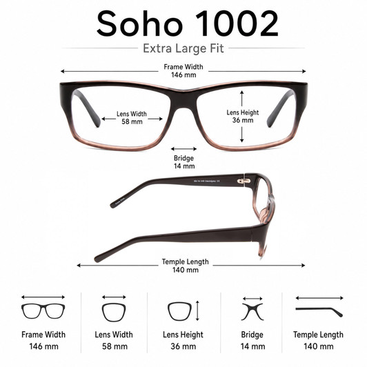 Soho 1002 Ladies Progressive Blue Light Blocking Glasses Black/Grey Crystal 58mm