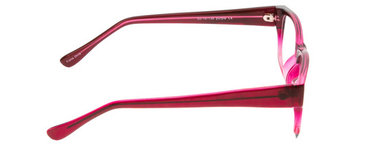 Side View of Soho 1007 Designer Reading Eye Glasses with Custom Cut Powered Lenses in Purple Fuchia Pink Crystal Ladies Cateye Full Rim Acetate 52 mm