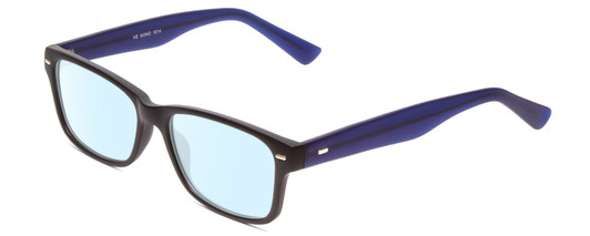 Profile View of Soho 1014 Designer Blue Light Blocking Eyeglasses in Matte Black & Navy Blue Unisex Classic Full Rim Acetate 53 mm