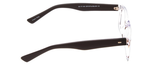 Side View of Soho 1014 Designer Blue Light Blocking Eyeglasses in Clear Crystal & Matte Black Unisex Classic Full Rim Acetate 53 mm