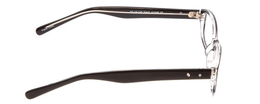 Side View of Soho 108 Designer Blue Light Blocking Eyeglasses in Black/Clear Crystal Ladies Oval Full Rim Acetate 52 mm