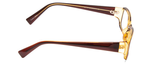 Side View of Soho 96 Designer Single Vision Prescription Rx Eyeglasses in Chocolate Brown/Amber Crystal Unisex Rectangle Full Rim Acetate 55 mm