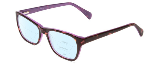 Profile View of Splash 60 Designer Progressive Lens Blue Light Blocking Eyeglasses in Demi Tortoise Lilac Purple  Ladies Cateye Full Rim Acetate 53 mm