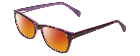 Profile View of Splash 60 Designer Polarized Sunglasses with Custom Cut Red Mirror Lenses in Demi Tortoise Lilac Purple  Ladies Cateye Full Rim Acetate 53 mm