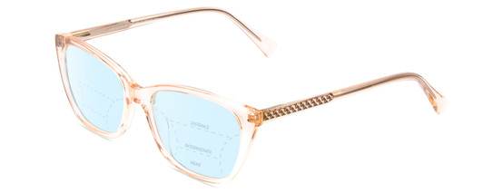 Profile View of Vivid 886 Designer Progressive Lens Blue Light Blocking Eyeglasses in Shiny Crystal Light Brown Ladies Cateye Full Rim Acetate 53 mm