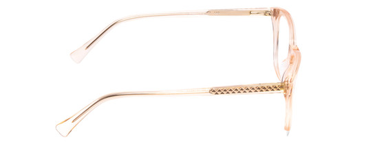 Side View of Vivid 886 Designer Progressive Lens Blue Light Blocking Eyeglasses in Shiny Crystal Light Brown Ladies Cateye Full Rim Acetate 53 mm