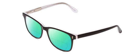 Profile View of Ernest Hemingway H4617 Designer Polarized Reading Sunglasses with Custom Cut Powered Green Mirror Lenses in Shiny Black Crystal Unisex Cateye Full Rim Acetate 56 mm