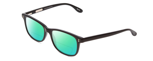 Profile View of Ernest Hemingway H4617 Designer Polarized Reading Sunglasses with Custom Cut Powered Green Mirror Lenses in Shiny Black Unisex Cateye Full Rim Acetate 56 mm