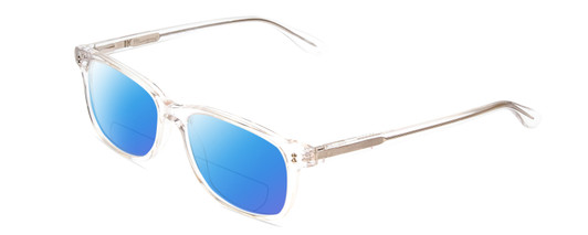 Profile View of Ernest Hemingway H4617 Designer Polarized Reading Sunglasses with Custom Cut Powered Blue Mirror Lenses in Crystal Clear Unisex Cateye Full Rim Acetate 56 mm