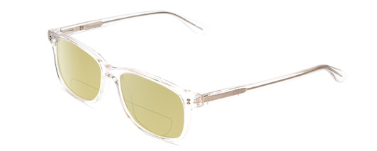 Profile View of Ernest Hemingway H4617 Designer Polarized Reading Sunglasses with Custom Cut Powered Sun Flower Yellow Lenses in Crystal Clear Unisex Cateye Full Rim Acetate 56 mm