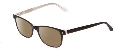 Profile View of Ernest Hemingway H4617 Designer Polarized Reading Sunglasses with Custom Cut Powered Amber Brown Lenses in Matte Black Crystal Unisex Cateye Full Rim Acetate 56 mm