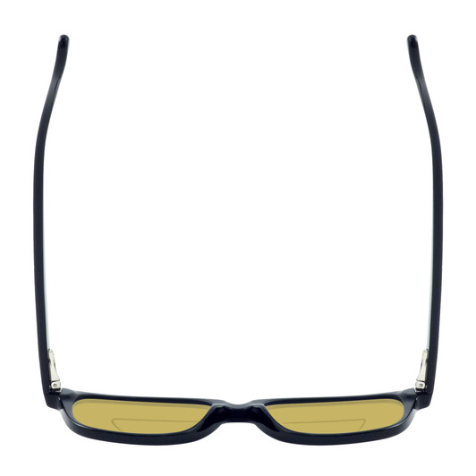 Top View of Ernest Hemingway H4617 Designer Polarized Reading Sunglasses with Custom Cut Powered Sun Flower Yellow Lenses in Matte Black Unisex Cateye Full Rim Acetate 56 mm