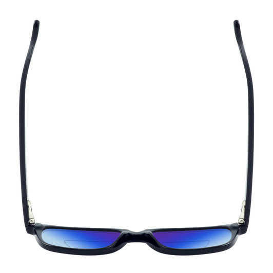 Top View of Ernest Hemingway H4617 Designer Polarized Reading Sunglasses with Custom Cut Powered Blue Mirror Lenses in Matte Black Unisex Cateye Full Rim Acetate 56 mm