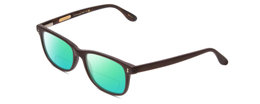 Profile View of Ernest Hemingway H4617 Designer Polarized Reading Sunglasses with Custom Cut Powered Green Mirror Lenses in Matte Burgundy Red Unisex Cateye Full Rim Acetate 56 mm