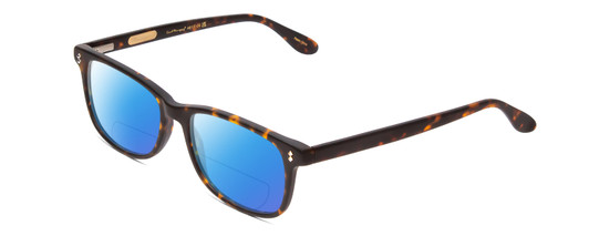 Profile View of Ernest Hemingway H4617 Designer Polarized Reading Sunglasses with Custom Cut Powered Blue Mirror Lenses in Matte Tortoise Havana Brown Gold Unisex Cateye Full Rim Acetate 56 mm