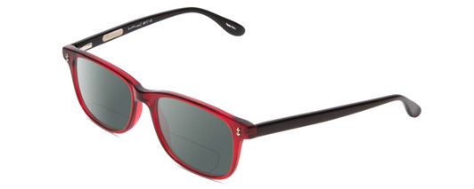 Profile View of Ernest Hemingway H4617 Designer Polarized Reading Sunglasses with Custom Cut Powered Smoke Grey Lenses in Shiny Red Crystal Black Unisex Cateye Full Rim Acetate 56 mm