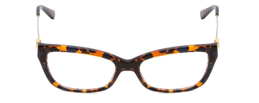 Front View of Tory Burch TY2099 Designer Reading Eye Glasses with Custom Cut Powered Lenses in Amber Brown Caramel Blue Marble Tortoise Ladies Cateye Full Rim Acetate 51 mm