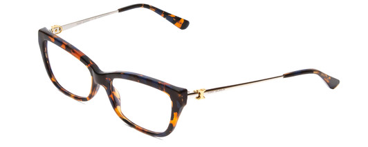 Profile View of Tory Burch TY2099 Designer Blue Light Blocking Eyeglasses in Amber Brown Caramel Blue Marble Tortoise Ladies Cateye Full Rim Acetate 51 mm