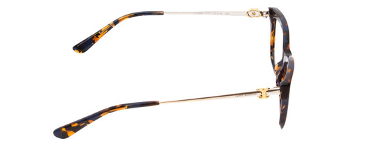Side View of Tory Burch TY2099 Designer Blue Light Blocking Eyeglasses in Amber Brown Caramel Blue Marble Tortoise Ladies Cateye Full Rim Acetate 51 mm