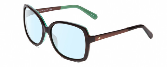 Profile View of Kate Spade DARILYNN Designer Blue Light Blocking Eyeglasses in Brown Horn Marble Jade Green Ladies Oversized Full Rim Acetate 58 mm