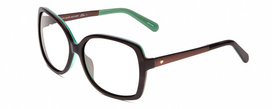 Profile View of Kate Spade DARILYNN Designer Blue Light Blocking Eyeglasses in Brown Horn Marble Jade Green Ladies Oversized Full Rim Acetate 58 mm