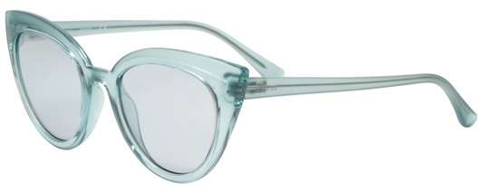 Profile View of Guess GU7628 Women Cateye Sunglasses Frosted Crystal Sky Blue/Silver Mirror 52mm