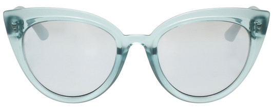 Front View of Guess GU7628 Women Cateye Sunglasses Frosted Crystal Sky Blue/Silver Mirror 52mm