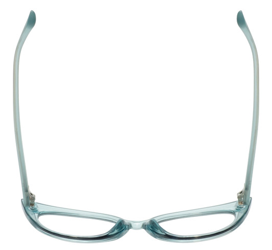 Top View of Guess GU7628 Designer Bi-Focal Prescription Rx Eyeglasses in Frosted Crystal Sky Blue Ladies Cateye Full Rim Acetate 52 mm