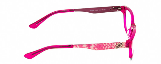 Side View of Guess GU9094 Designer Reading Eye Glasses with Custom Cut Powered Lenses in Crystal Fuchsia Pink Snake Skin Ladies Cateye Full Rim Acetate 48 mm
