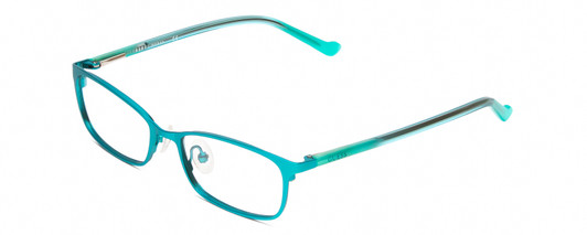 Profile View of Guess GU9155 Designer Single Vision Prescription Rx Eyeglasses in Turquoise Crystal Green Ladies Rectangle Full Rim Metal 48 mm