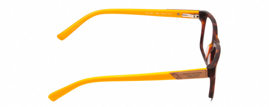 Side View of Harley Davidson HD0126T Designer Single Vision Prescription Rx Eyeglasses in Matte Tortoise Havana Gold Brown Orange Unisex Square Full Rim Acetate 48 mm