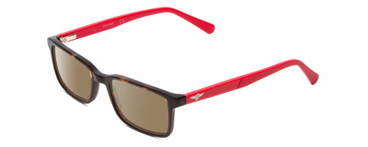 Profile View of Harley Davidson HD0127T Designer Polarized Sunglasses with Custom Cut Amber Brown Lenses in Tortoise Havana Gold Brown Red Unisex Square Full Rim Acetate 48 mm