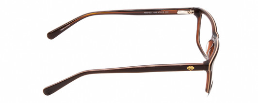 Side View of Harley Davidson HD0133T Designer Bi-Focal Prescription Rx Eyeglasses in Caramel Brown White Triple Layer Unisex Square Full Rim Acetate 47 mm