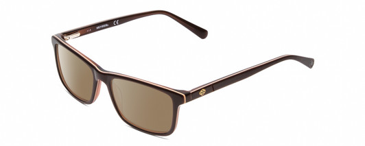 Profile View of Harley Davidson HD0133T Designer Polarized Sunglasses with Custom Cut Amber Brown Lenses in Caramel Brown White Triple Layer Unisex Square Full Rim Acetate 47 mm