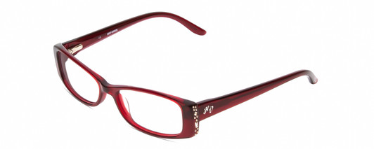 Profile View of Harley Davidson HD0515 Ladies Oval Designer Glasses in Maroon Red Crystals 52 mm
