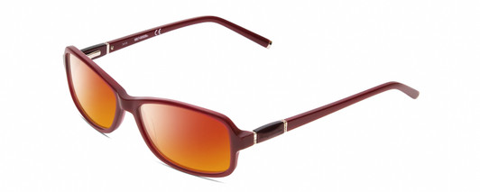 Profile View of Harley Davidson HD0537 Designer Polarized Sunglasses with Custom Cut Red Mirror Lenses in Burgundy Red Ladies Oval Full Rim Acetate 54 mm