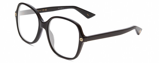 Profile View of Gucci GG0092S Designer Reading Eye Glasses in Black Ladies Oversized Full Rim Acetate 55 mm